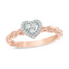 Thumbnail Image 1 of 1/10 CT. T.W. Diamond Heart Frame Twist Ring in 10K Rose Gold