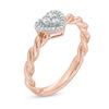 Thumbnail Image 2 of 1/10 CT. T.W. Diamond Heart Frame Twist Ring in 10K Rose Gold