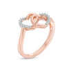 Thumbnail Image 2 of 1/15 CT. T.W. Diamond Interlocking Hearts Ring in 10K Rose Gold