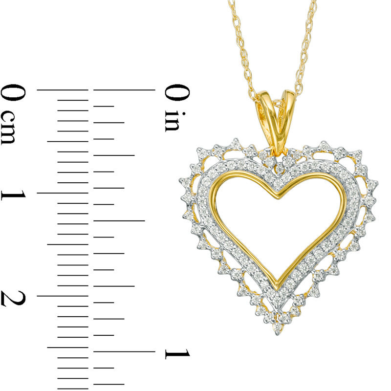 Main Image 2 of 1/4 CT. T.W. Diamond Scallop Heart Pendant in 10K Gold