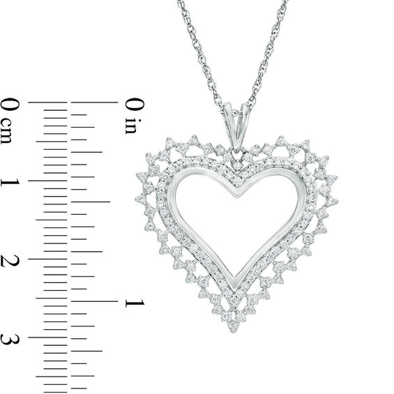 1/2 CT. T.w. Diamond Scallop Heart Pendant in 10K White Gold
