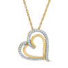 Thumbnail Image 0 of 1/10 CT. T.W. Diamond Tilted Double Heart Pendant in 10K Gold