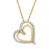 Thumbnail Image 1 of 1/10 CT. T.W. Diamond Tilted Double Heart Pendant in 10K Gold
