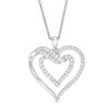 Thumbnail Image 1 of 1/2 CT. T.W. Diamond Double Heart Pendant in Sterling Silver