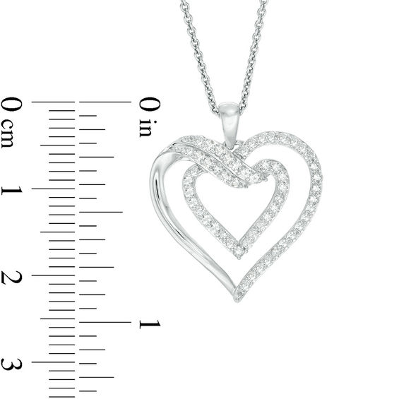 1/2 CT. T.w. Diamond Double Heart Pendant in Sterling Silver