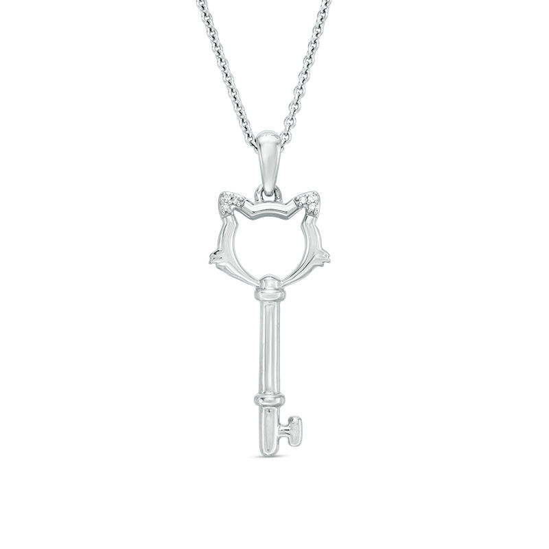 Diamond Accent Cat Top Key Pendant in Sterling Silver Zales
