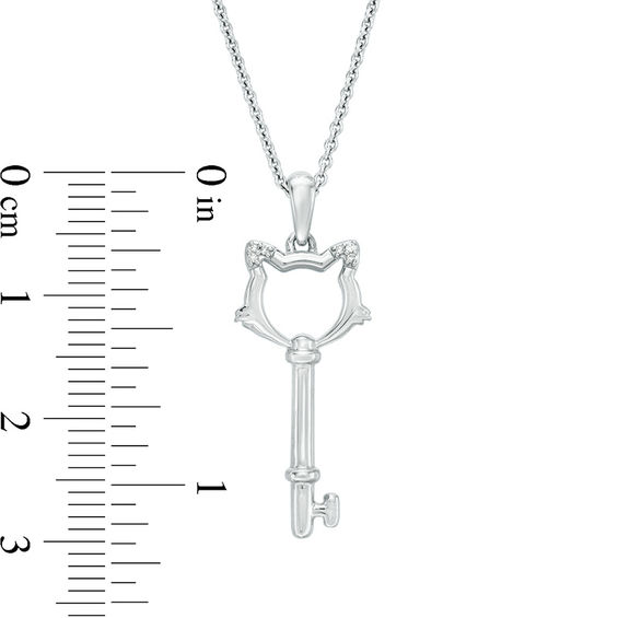 Diamond Accent Cat-Top Key Pendant in Sterling Silver