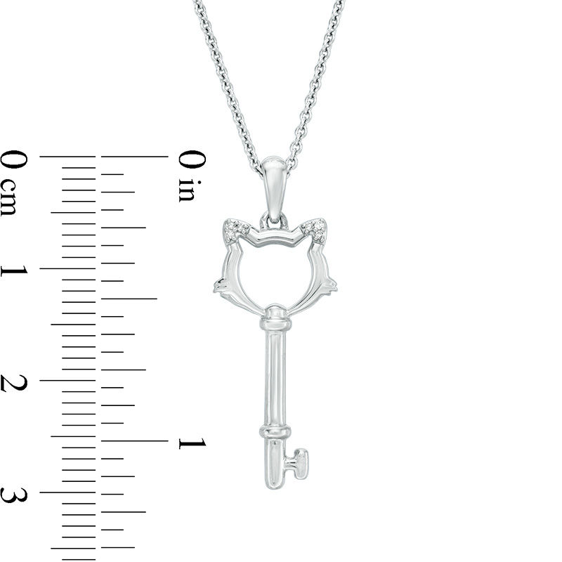 Main Image 2 of Diamond Accent Cat-Top Key Pendant in Sterling Silver