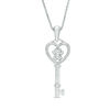 Thumbnail Image 1 of Diamond Accent Dog Paw Print Heart-Top Key Pendant in Sterling Silver