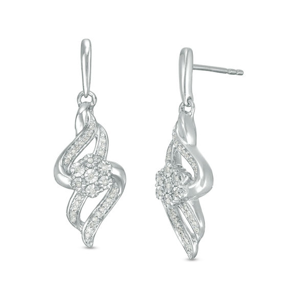 1/6 CT. T.w. Composite Diamond Flame Drop Earrings in Sterling Silver