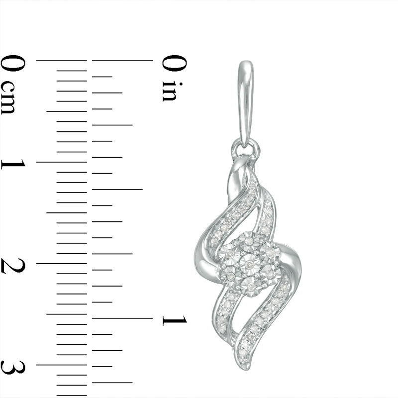 Main Image 2 of 1/6 CT. T.W. Composite Diamond Flame Drop Earrings in Sterling Silver