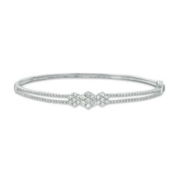 Bangles And Cuffs Bracelets Zales T W Composite Diamond Three Stone Bangle In 10k White Gold