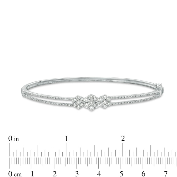 1 CT. T.w. Hexagon Multi-Diamond Three Stone Bangle in 10K White Gold
