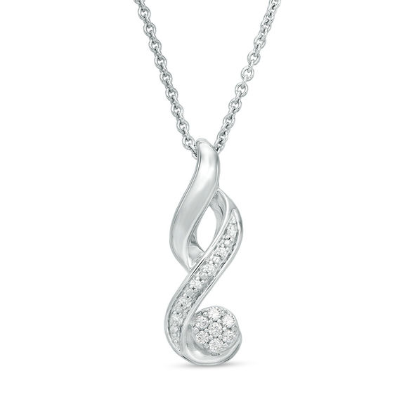 1/15 CT. T.w. Composite Diamond Flame Pendant in Sterling Silver
