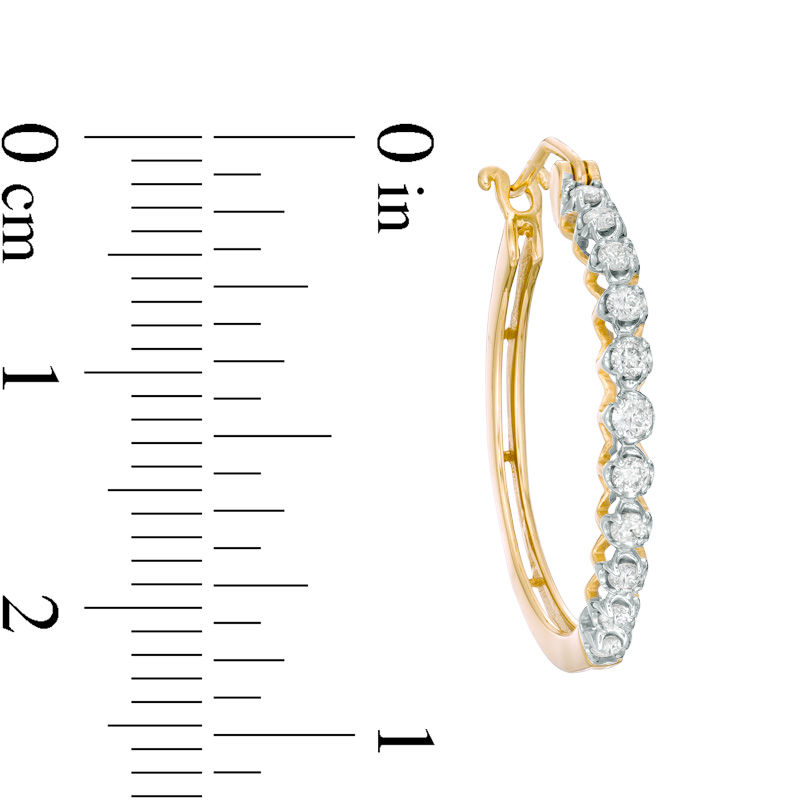 Main Image 2 of 1/2 CT. T.W. Diamond Hoop Earrings in 10K Gold