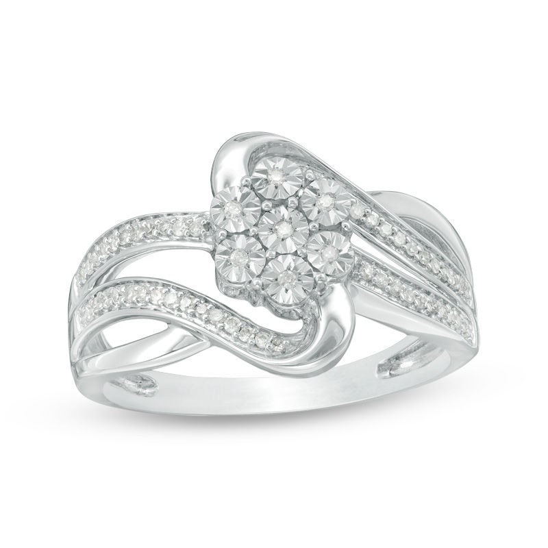 Main Image 1 of 1/6 CT. T.W. Diamond Composite Bypass Ring in Sterling Silver