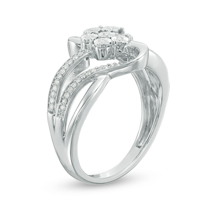 Main Image 2 of 1/6 CT. T.W. Diamond Composite Bypass Ring in Sterling Silver