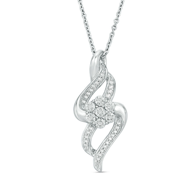 Main Image 1 of 1/6 CT. T.W. Composite Diamond Flame Pendant in Sterling Silver