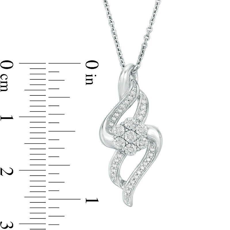 Main Image 2 of 1/6 CT. T.W. Composite Diamond Flame Pendant in Sterling Silver
