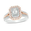 Thumbnail Image 1 of 1 CT. T.W. Emerald-Cut Diamond Double Frame Engagement Ring in 14K Two-Tone Gold