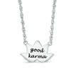 Thumbnail Image 1 of 1/15 CT. T.W. Diamond Lotus Flower with "good karma" Message Necklace in Sterling Silver - 17.5"