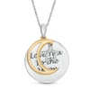 Thumbnail Image 1 of 1/20 CT. T.W. Diamond Crescent Moon and Star "Love" Message Pendant in Sterling Silver and 10K Gold