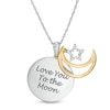 Thumbnail Image 2 of 1/20 CT. T.W. Diamond Crescent Moon and Star "Love" Message Pendant in Sterling Silver and 10K Gold