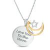 Thumbnail Image 1 of 1/20 CT. T.W. Diamond Crescent Moon and Star "Love" Message Pendant in Sterling Silver and 10K Gold