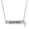 Thumbnail Image 0 of Diamond Accent "BLESSED" Bar and Cross Charm Necklace in Sterling Silver - 17"