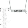 Thumbnail Image 1 of Diamond Accent "BLESSED" Bar and Cross Charm Necklace in Sterling Silver - 17"