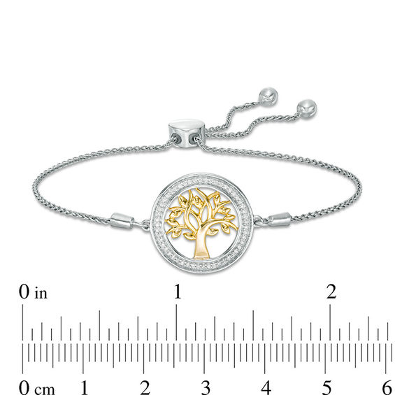 1/6 CT. T.W. Diamond Family Tree "Strength" Message Bolo Bracelet in S