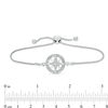 Thumbnail Image 2 of 1/20 CT. T.W. Diamond Compass "Home" Message Bolo Bracelet in Sterling Silver - 9.5"