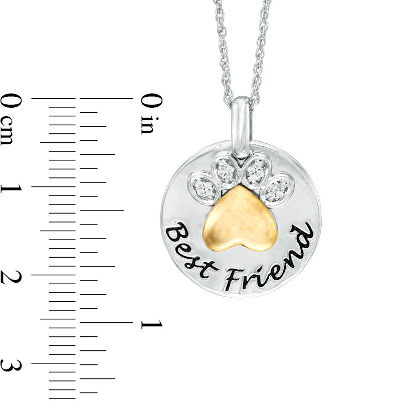 1/20 CT. T.W. Diamond Paw Print "Best Friend" Pendant in Sterling Silver and 10K Gold
