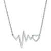 Thumbnail Image 1 of Heart and Heartbeat Necklace in Sterling Silver - 17"