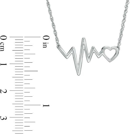 Heart and Heartbeat Necklace in Sterling Silver - 17"