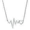 Thumbnail Image 0 of Heart and Heartbeat Necklace in Sterling Silver - 17"