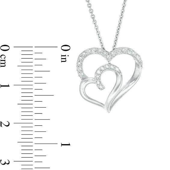 1/4 CT. T.w. Diamond Double Heart Pendant in Sterling Silver