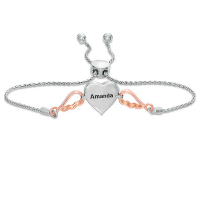 Rhodium Plated Sterling Silver and 14K Rose Gold SS Two Tone Double Stand Open HEART Necklace or Matching Bracelet