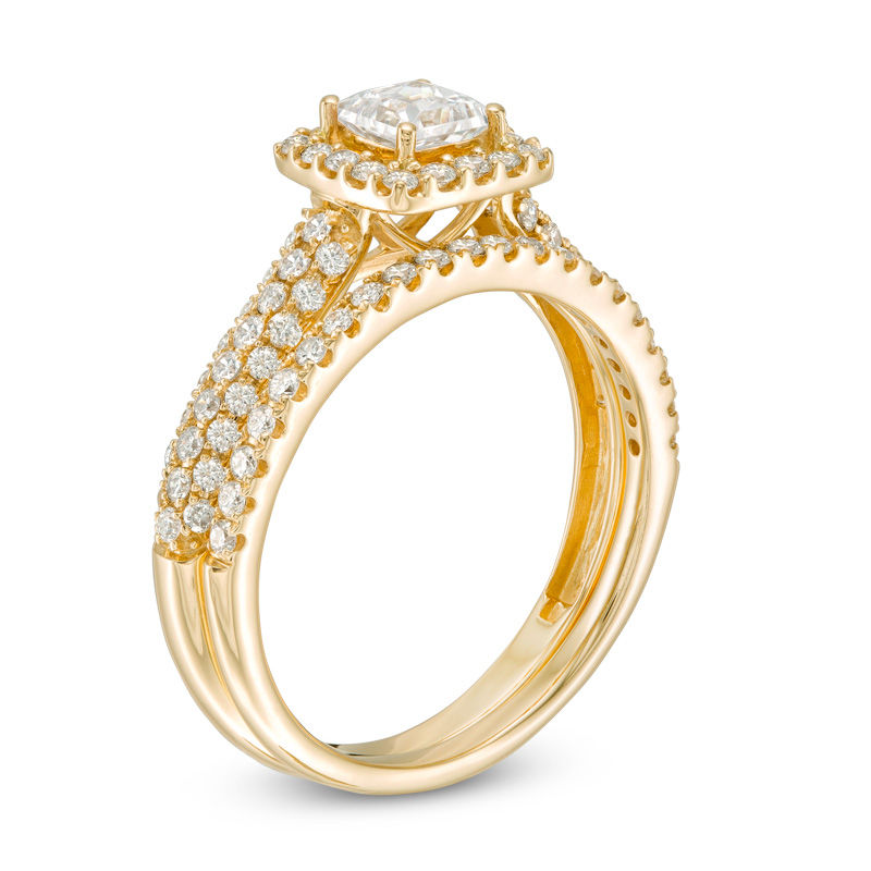 Main Image 2 of 1 CT. T.W. Certified Princess-Cut Diamond Frame Bridal Set in 14K Gold (I/I1)