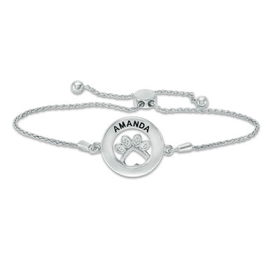 1 15 Ct T W Diamond Open Circle With Paw Print Bolo Bracelet In Sterling Silver And 10k Rose Gold Line 9 5 1 15 Ct T W Diamond Open Circle With Paw Print Bolo Bracelet In Sterling Silver And 10k Rose Gold Line 9 5