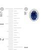 Thumbnail Image 2 of Oval Lab-Created Blue Sapphire and 1/8 CT. T.W. Diamond Frame Stud Earrings in 10K White Gold