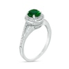 Thumbnail Image 2 of 6.0mm Lab-Created Emerald and 1/3 CT. T.W. Diamond Frame Split Shank Ring in 10K White Gold