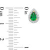 Thumbnail Image 4 of Pear-Shaped Lab-Created Emerald and 1/6 CT. T.W. Diamond Frame Stud Earrings in 10K White, Yellow or Rose Gold