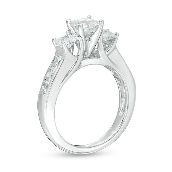 2 CT. T.w. Princess-Cut Diamond Past Present Future® Channel Engagement Ring in 14K White Gold