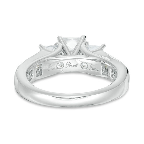 2 CT. T.w. Princess-Cut Diamond Past Present Future® Channel Engagement Ring in 14K White Gold