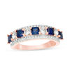Thumbnail Image 3 of Princess-Cut Lab-Created Blue and White Sapphire with 1/4 CT. T.W. Diamond Ring in 10K White, Yellow or Rose Gold