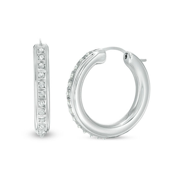 Diamond Fascination™ Hoop Earrings in 14K White Gold