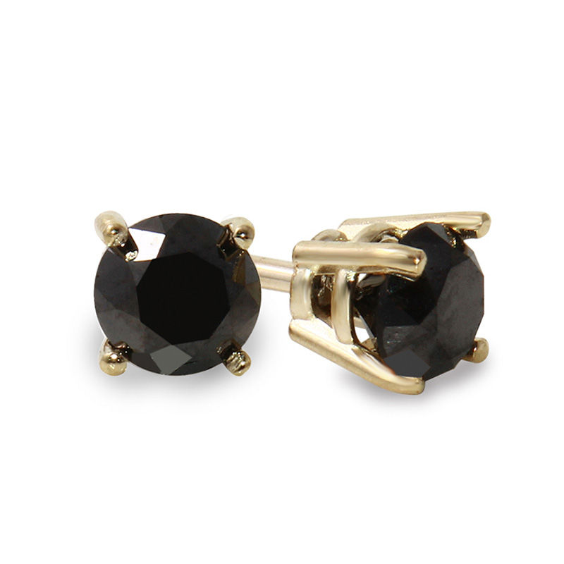 5/8 CT. T.W. Black Diamond Solitaire Stud Earrings in 10K Gold