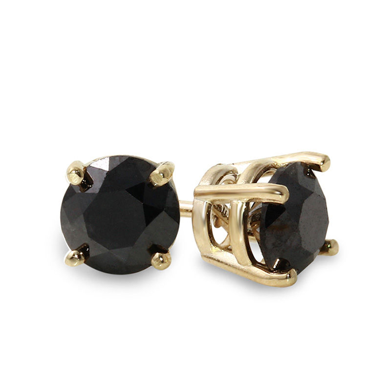 Main Image 1 of 1-1/4 CT. T.W. Black Diamond Solitaire Stud Earrings in 10K Gold
