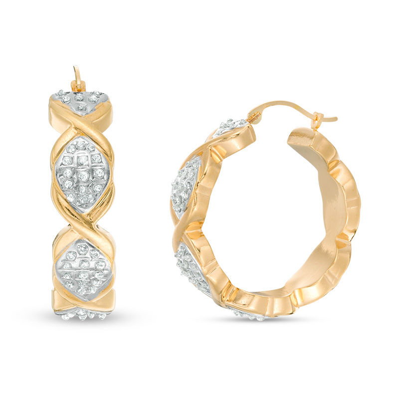 Diamond Fascination™ "XO" Hoop Earrings in 14K Two-Tone Gold